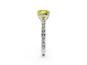 Princess Cut Pave Engagement Ring Setting for a Fancy Yellow Lab-Grown Diamond | Shared Prong Band | Sterling Silver