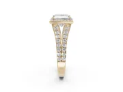 Princess Cut Halo Pavé Engagement Ring Setting | Narrow Split Shank | Yellow Gold