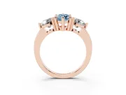 Marquise Three Stone Engagement Ring Setting for a Fancy Blue Lab-Grown Diamond | Open Prong Baskets | Rose Gold