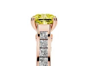 Cushion Cut Channel Engagement Ring Setting for a Fancy Yellow Lab-Grown Diamond | Rose Gold - Design NV-24671