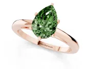 Fancy Green Pear Cut Diamond Solitaire Engagement Ring Set in Rose gold with Prong Setting on a Classic Band