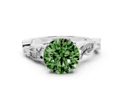Round Vine Engagement Ring Setting for a Fancy Green Lab-Grown Diamond | Platinum