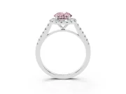 Oval Halo Engagement Ring Setting for a Fancy Pink Lab-Grown Diamond | Pave Shoulders | Sterling Silver