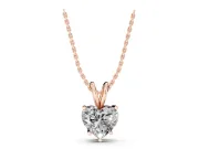 Heart-Shaped Lab-Grown Diamond Solitaire Pendant Necklace | V Bail | Rose Gold