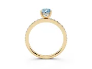 Pear-Shaped Hidden Halo Engagement Ring Setting for a Fancy Blue Lab-Grown Diamond | Yellow Gold