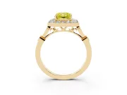 Radiant Cut Halo Engagement Ring Setting for a Fancy Yellow Lab-Grown Diamond | Bezel Station Shoulders | Yellow Gold