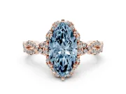 Marquise Milgrain Halo Engagement Ring Setting for a Fancy Blue Lab-Grown Diamond | Graduated Shoulders | Rose Gold