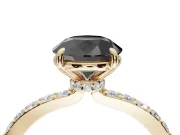 Round Hidden Halo Solitaire Engagement Ring Setting for a Black Center | Pavé Band | Yellow Gold
