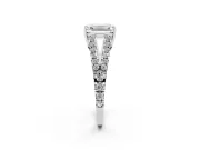 Emerald Cut Graduated Pave Split Shank Engagement Ring Setting | V Split Shoulders | Sterling Silver