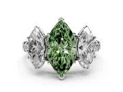 Marquise Three Stone Engagement Ring Setting for a Fancy Green Lab-Grown Diamond | Accented Shoulders | Platinum