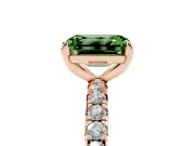 Emerald Cut Pavé Engagement Ring Setting for a Fancy Green Lab-Grown Diamond | Rose Gold