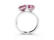Fancy Pink Asscher Cut and Emerald Cut Toi Moi Ring Set in Silver with Prong Setting