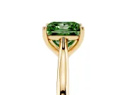 Fancy Green Princess Cut Diamond Solitaire Ring Set in Yellow gold with Cathedral Band and Prong Setting