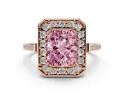 Radiant Cut Halo Engagement Ring Setting for a Fancy Pink Lab-Grown Diamond | Polished Halo Rim | Rose Gold