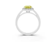 Fancy Yellow Oval Cut Diamond Halo Ring Set in White gold with Solitaire Band and Prong Setting