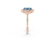 Emerald Cut Cluster Engagement Ring Setting for a Fancy Blue Lab-Grown Diamond | Rose Gold