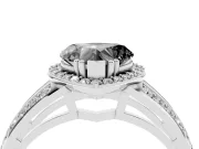Heart-Shaped Halo Engagement Ring Setting for a Black Center | Pavé Split Shank | Sterling Silver