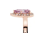 Pear-Shaped Thin Halo Engagement Ring Setting for a Fancy Pink Lab-Grown Diamond | Slim Plain Band | Rose Gold