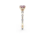Cushion Cut Pavé Engagement Ring Setting for a Fancy Pink Lab-Grown Diamond | Alternating Accents | Yellow Gold