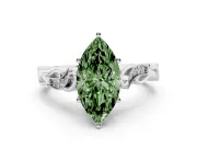 Marquise Vine Engagement Ring Setting for a Fancy Green Lab-Grown Diamond | White Gold
