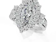 Marquise Halo Side Cluster Engagement Ring Setting | Graduated Channel Band | Platinum