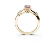 Emerald Cut Tapered Baguette Engagement Ring Setting for a Fancy Pink Lab-Grown Diamond | Bar Set Sides | Yellow Gold