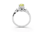 Fancy Yellow Pear Cut Diamond Solitaire Twist Engagement Ring Set in Silver with Pavé Leaf Accents