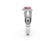 Fancy Pink Heart Cut Diamond Halo Ring Set in Silver with Double Pavé Split Shank