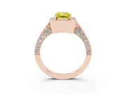 Radiant Cut Milgrain Halo Engagement Ring Setting for a Fancy Yellow Lab-Grown Diamond | Side Stones | Rose Gold