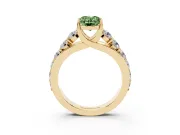 Oval Graduated Engagement Ring Setting for a Fancy Green Lab-Grown Diamond | Yellow Gold