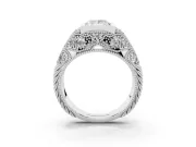Princess Cut Diamond Bezel Ring Set in Platinum with Milgrain Accent Band