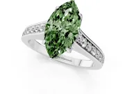 Marquise Graduated Pavé Engagement Ring Setting for a Fancy Green Lab-Grown Diamond | Platinum