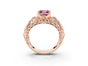 Asscher Cut Art Deco Engagement Ring Setting for a Fancy Pink Lab-Grown Diamond | Rose Gold