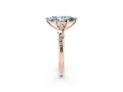 Fancy Blue Marquise Cut Diamond Solitaire Vine Band Ring Set in Rose gold with Round Accents and Prong Setting