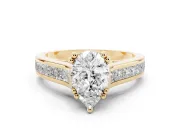 Pear-Shaped Cathedral Channel Set Engagement Ring Setting | Double Claw Prongs | Yellow Gold