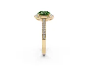 Round Halo Engagement Ring Setting for a Fancy Green Lab-Grown Diamond | Petal Tips | Yellow Gold