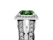 Asscher Cut Halo Engagement Ring Setting for a Fancy Green Lab-Grown Diamond | Pave Split Shank | Sterling Silver