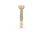 Asscher Cut Pavé Solitaire Engagement Ring Setting | Multi-Row Shoulders | Yellow Gold