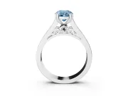 Oval Cathedral Channel Set Engagement Ring Setting for a Fancy Blue Lab-Grown Diamond | Double Claw Prongs | White Gold