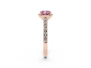 Cushion Cut Halo Pavé Engagement Ring Setting for a Fancy Pink Lab-Grown Diamond | Rose Gold
