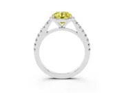 Round Halo Pavé Engagement Ring Setting for a Fancy Yellow Lab-Grown Diamond | White Gold