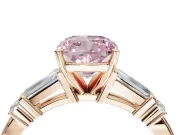Cushion Cut Tapered Baguette Engagement Ring Setting for a Fancy Pink Lab-Grown Diamond | Rose Gold