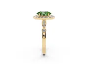 Oval Halo Engagement Ring Setting for a Fancy Green Lab-Grown Diamond | Bezel Stations | Yellow Gold