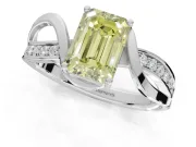 Emerald Cut Bypass Solitaire Engagement Ring Setting for a Fancy Yellow Lab-Grown Diamond | Sterling Silver