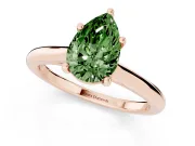 Pear-Shaped Cathedral Engagement Ring Setting for a Fancy Green Lab-Grown Diamond | Rose Gold