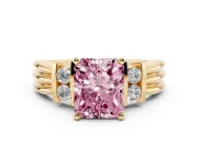 Radiant Cut Bar-Set Engagement Ring Setting for a Fancy Pink Lab-Grown Diamond | Yellow Gold