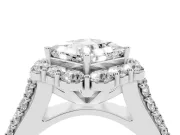 Princess Cut Large Accent Halo Engagement Ring Setting | Graduated Pavé | Platinum