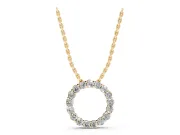 Round Lab-Grown Diamond Circle Pendant Necklace | Small Stones | Yellow Gold