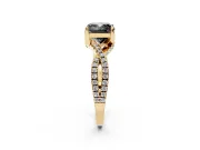 Cushion Cut Twisted Pavé Engagement Ring Setting for a Black Center | Split Shank | Yellow Gold