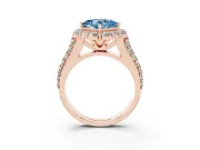 Princess Cut Large Accent Halo Engagement Ring Setting for a Fancy Blue Lab-Grown Diamond | Graduated Pavé | Rose Gold
